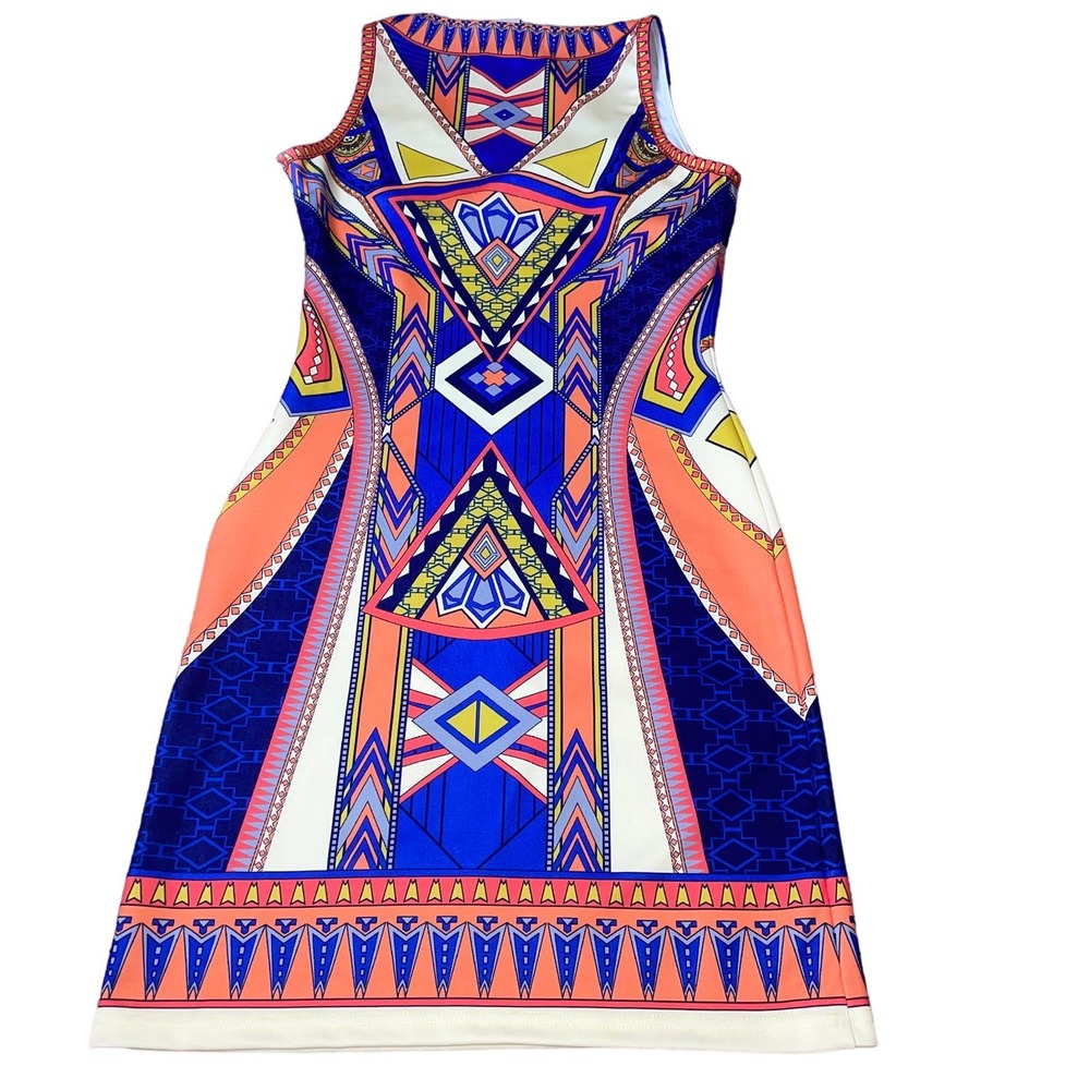 Flying Tomato dress bodycon stretch colorful Aztec BoHo artistic SZ SM short